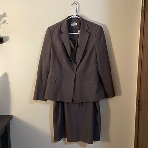 Calvin Klein suit dress set. Looks grey in pictures but is light brown